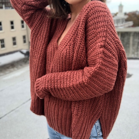 Last 1✨Ziggy Rust Oversized Slouchy Knit Sweater - Picture 2 of 8